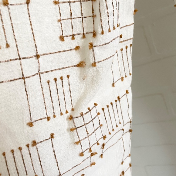 L.A.M.B Wide leg pants cotton linen Embroidered Ecru Caramel Lagenlook pockets L - Picture 12 of 13